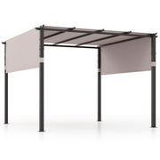 10x10 Flat Top Pergola Canopy with Retractable Shade Heavy Duty Metal Frame
