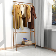 Heavy Duty Wooden Hanging Clothes Garment Rail Corner Open Wardrobe Storage Rack