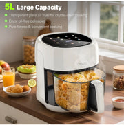 5L Digital Air Fryer Large Transparent Multifunction Oven Cooker 1800W Oil Free