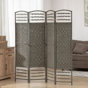 6 Panel Room Divider Folding Privacy Screen with Pine Wood Frame Refurbished