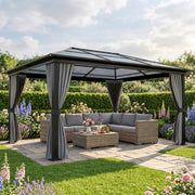 3.6 x 4m Aluminium Hardtop Gazebo Canopy with Polycarbonate Roof & Sidewalls