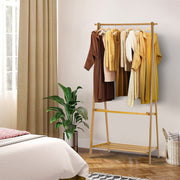 Heavy Duty Wooden Hanging Clothes Garment Rail Corner Open Wardrobe Storage Rack