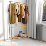 Heavy Duty Wooden Hanging Clothes Garment Rail Corner Open Wardrobe Storage Rack