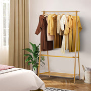 Heavy Duty Wooden Hanging Clothes Garment Rail Corner Open Wardrobe Storage Rack