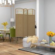 6 Panel Room Divider Folding Privacy Screen with Pine Wood Frame Refurbished