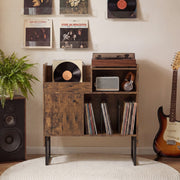 Large Turntable Cabinet Record Player Stand with Power Outlets Vinyl Holder