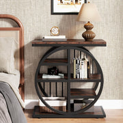 End Table for Living Room, 5-Tier Industrial Narrow Side Table with Metal Frame