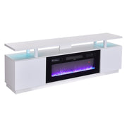 Living Room TV Stand Unit Cabinet with Electric Fireplace 12 Colour LED Lights