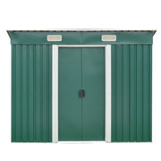 4x6 FT Flat Roof Steel Storage Shed, Pre-drilled Steel Panels, Outdoor Tool Shed