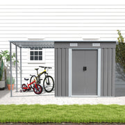 5.5 X 5.5FT Metal Garden Shed Tools Bikes Storage House Shelter with Side Canopy