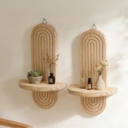 2pcs Wooden Wall Shelf Floating Shelf Home Decor