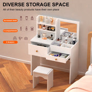 Dressing Table With Drawers Mirror Stool Set Makeup Desk Vanity Table Bedroom