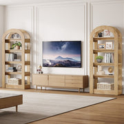 5-Tier Arch-Shaped Bookshelf, Modern Wooden Bookcase Open Display Storage Shelf