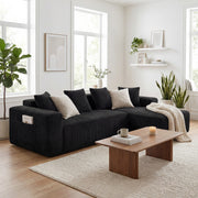 JUMBO CORD MODULAR L SHAPE CORNER SOFA 4 SEATER FURNITURE SETTEE SUITE POUFFE UK