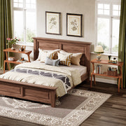 Solid Wood End Table, 2 Tier Tall Narrow End Table with Storage Shelves