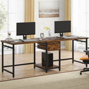 200 cm Extra Long Computer Desk, Double Writing Table Study Desk with 2 Drawers
