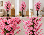 120cm Artificial Pink Cherry Blossom Tree 4ft Faux Potted Plant Home Office Deco