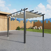 3 x 3 m Metal Pergola Gazebo Patio Sun Shelter Retractable Canopy Garden Shelter