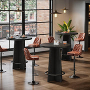 37.4'' Tall Round Bar Table Industrial Wooden Bistro Pub Table for Home Bars