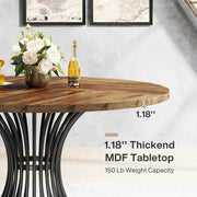 Round Dining Table for 4-6 People,Farmhouse Circle Kitchen Table for Dining Room