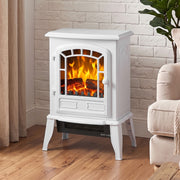 Freestanding Electric Fireplace Stove with LED Flame, 2000W, White