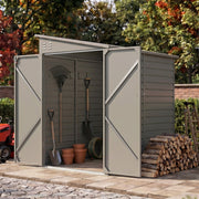 4.6 x 9ft Garden Storage Shed Lean to Metal Outdoor Tool House with Double Doors