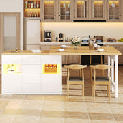 Bar Table !SALE! Extendable 360 Rotating Kitchen Island Storage White