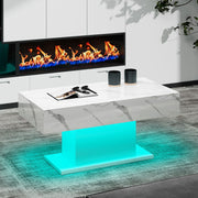 LED Coffee Table High Gloss Rectangle Center Table Modern Living Room Furniture