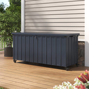 550L Metal Storage Box with Wheels Garden Outdoor Shed Utility Cushion Chest UK