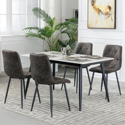 4X Dining Chairs Set Faux Suede Leather Padded Seat Metal Leg Kitchen