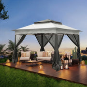 3.3x3.3m Pop Up Gazebo Garden Party Canopy Tent with Removable Mesh Sidewall UK
