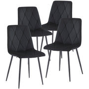 4X Dining Chairs Set Faux Suede Leather Padded Seat Metal Legs Kitchen Office