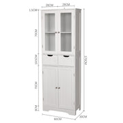 White Bathroom Wooden Free Standing 2 Drawers With 4 Doors Storage Cabinet Unit