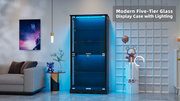 Display Cabinet with Glass Doors, 5 Tier Curio Cabinet with 3-Color LED Lights
