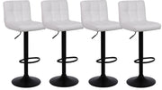 2 X White Bar Stools Breakfast Chairs Faux Leather Swivel, Black Metalwork