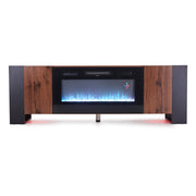 Wooden TV Stand Cabinet Unit with Electric Fireplace 12 Colour LED Fire Heater
