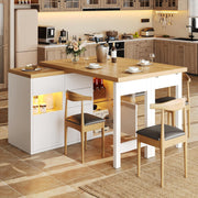 Bar Table !SALE! Extendable 360 Rotating Kitchen Island Storage White