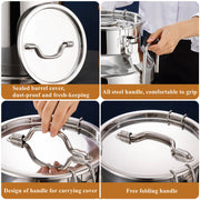 Stainless Steel Milk Churn Can Container Ghee Pot with handle&lid Large Capacity
