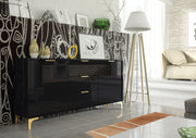 TV Unit TV Stand Sideboard Cabinet Media Console High Gloss Black Gold 140cm