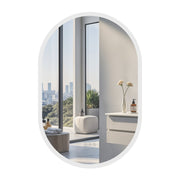 Smart Bluetooth Speaker Bathroom Mirror with LED Lights Oval Makeup Wall Mirror