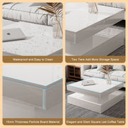High Gloss Square LED Coffee Table Cocktail End Table Tea Tables for Living Room