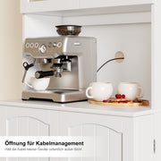 Tall Kitchen Cupboard, Tall Storage Cabinet with 4 Doors and Adjustable Shelves