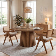 Round Solid Wood Dining Table for 4-6 Person 47.24 Inch Farmhouse Kitchen Table