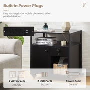 Black Office Filing Cabinet Mobile Printer Stand File Storage Drawer Wheels