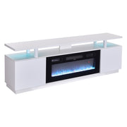 Living Room TV Stand Unit Cabinet with Electric Fireplace 12 Colour LED Lights