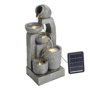 Solar Powered Garden Water Feature Outdoor Water Fountain Cascade with LED Light