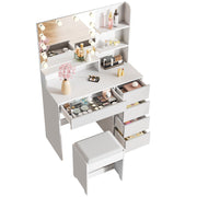 Dressing Table With 5 Drawers LED Mirror Set Makeup Desk Vanity Table Tgjvccszjd