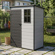 5X3FT Plastic Garden Shed with Floor & Window Lockable Outdoor Storage House UK