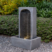 Solar Powered Outdoor Garden Water Feature Straight Slate Effect Fountain w/ LED
