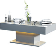 High Gloss LED Coffee Table Cocktail Center Table Modern Living Room Rectangle
